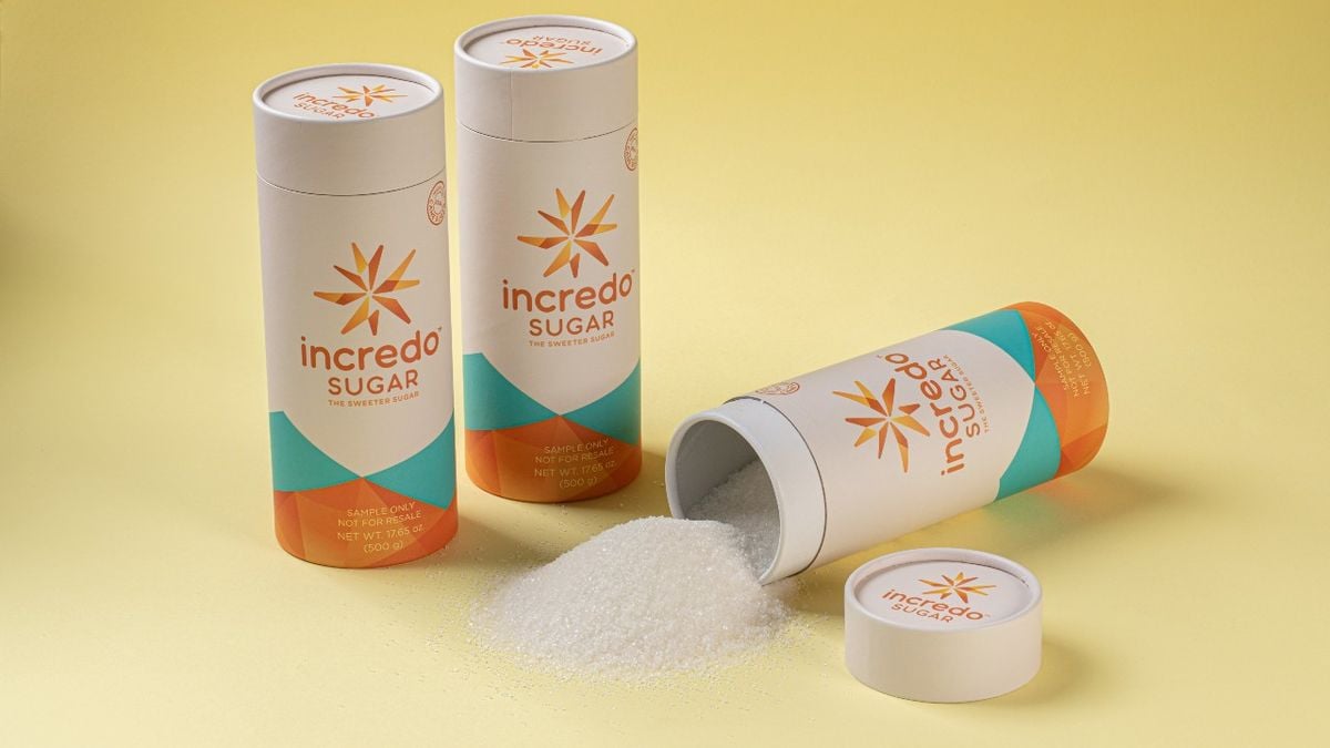 DouxMatok's Incredo Sugar is made from sugar and manufacturers can use 40% less of it.